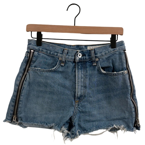 rag & bone Pants - rag & bone Zippered Blue Denim Shorts